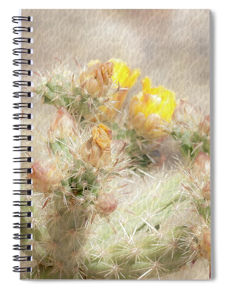 Cactus Spiral Notebook featuring the photograph 1624 Watercolor Cactus Blossom by Kenneth Johnson