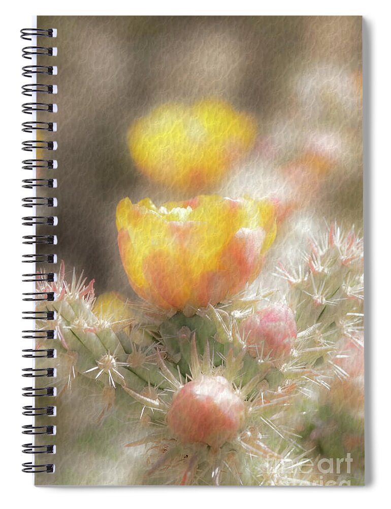 Cactus Spiral Notebook featuring the photograph 1626 Watercolor Cactus Blossom by Kenneth Johnson