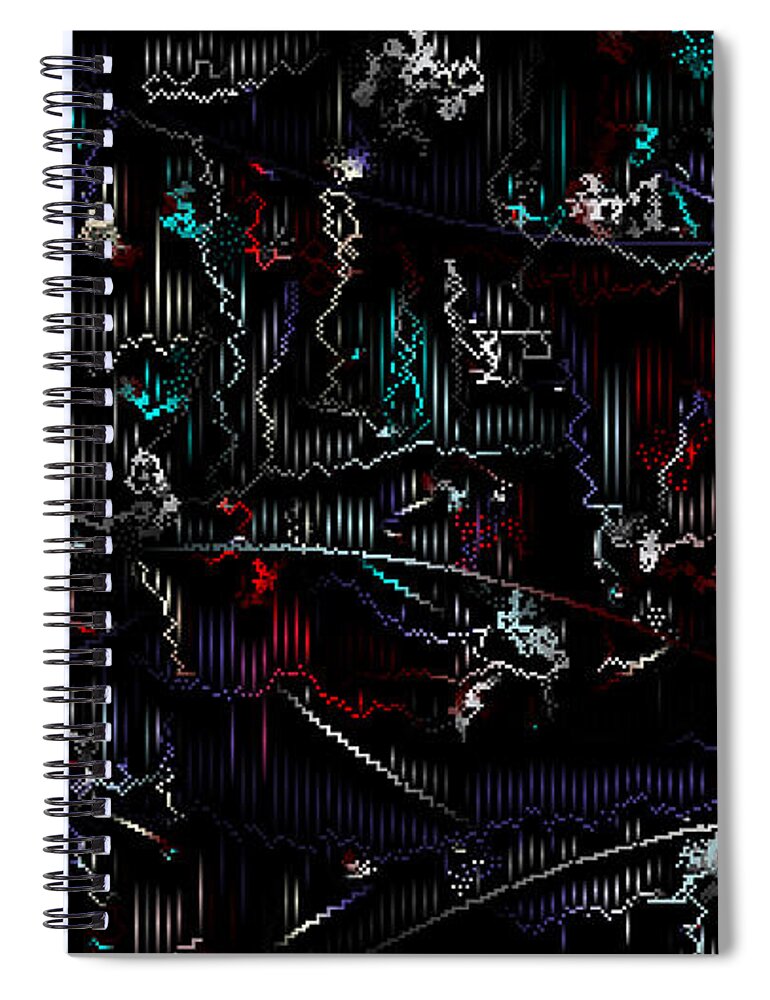Abstract Digital Video 16x9 Captions Sound Youtube Pixels Spiral Notebook featuring the digital art 16x9.v.10-#rithmart by Gareth Lewis