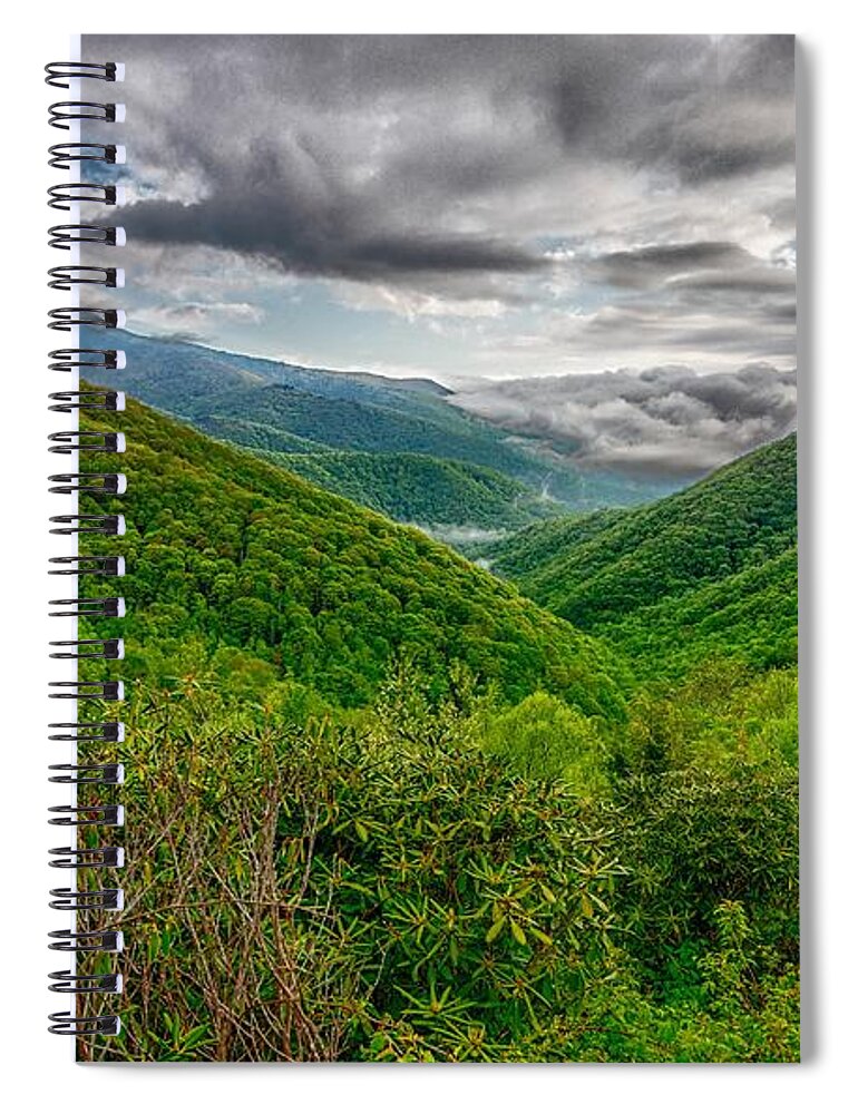 Rock Spiral Notebook featuring the photograph Blue Ridge Mountains Near Mount Mitchell And Cragy Gardens #17 by Alex Grichenko