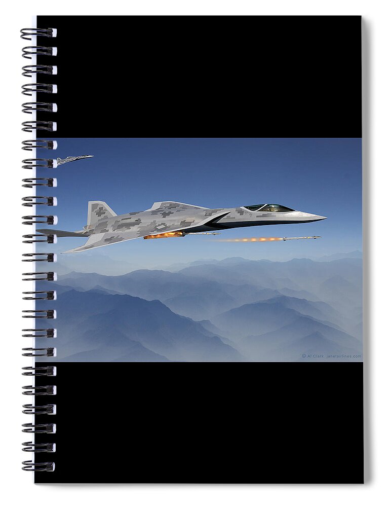 Lmt Spiral Notebook featuring the digital art Lockheed LMT Raven II by Custom Aviation Art