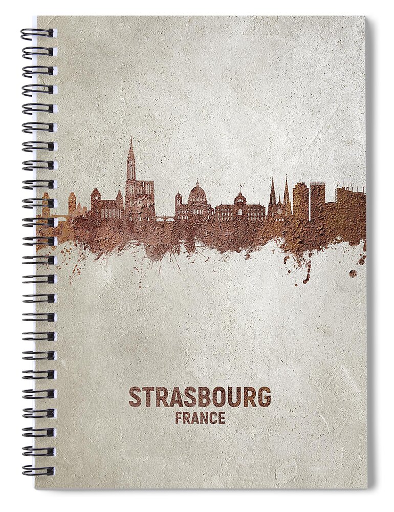 Strasbourg Spiral Notebook featuring the digital art Strasbourg France Skyline #17 by Michael Tompsett