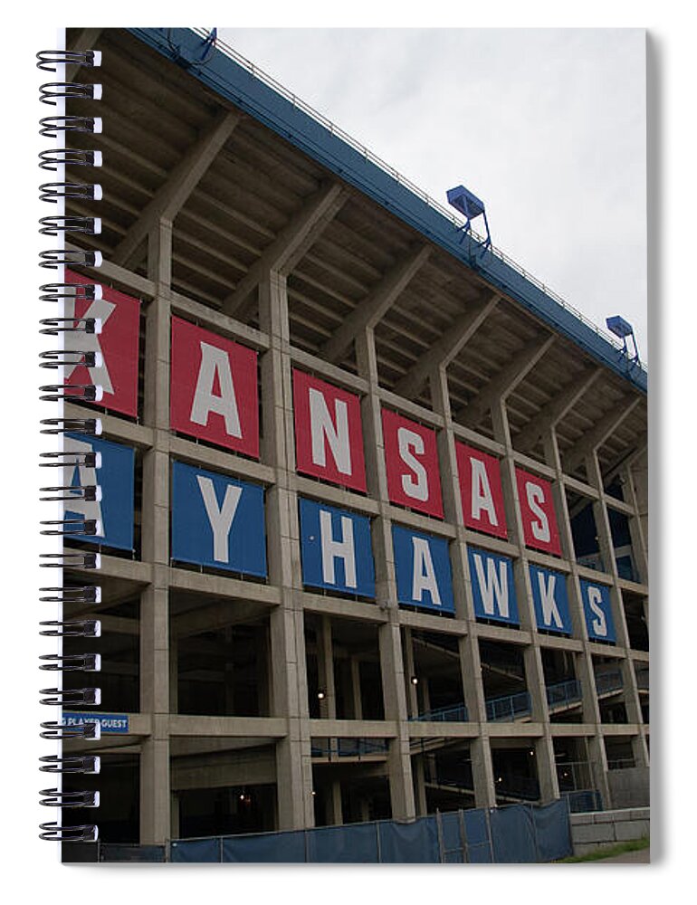 Kansas Jayhawks Spiral Notebook featuring the photograph Kansas Jayhawks sign at University of Kansas by Eldon McGraw