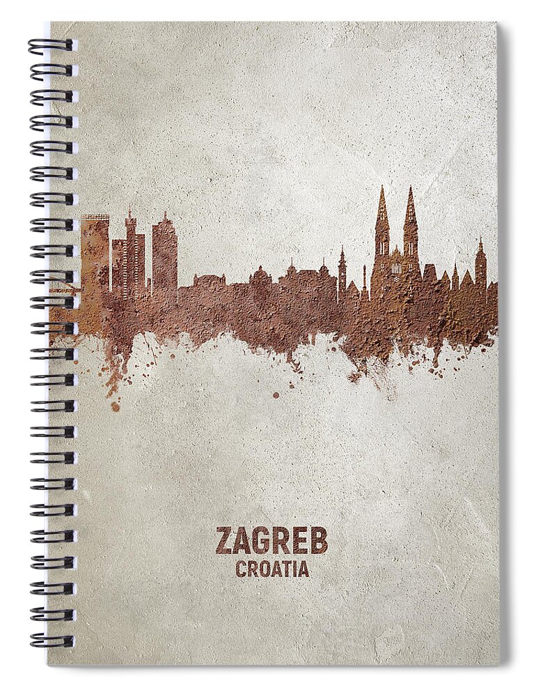 Zagreb Spiral Notebook featuring the digital art Zagreb Croatia Skyline #17 by Michael Tompsett