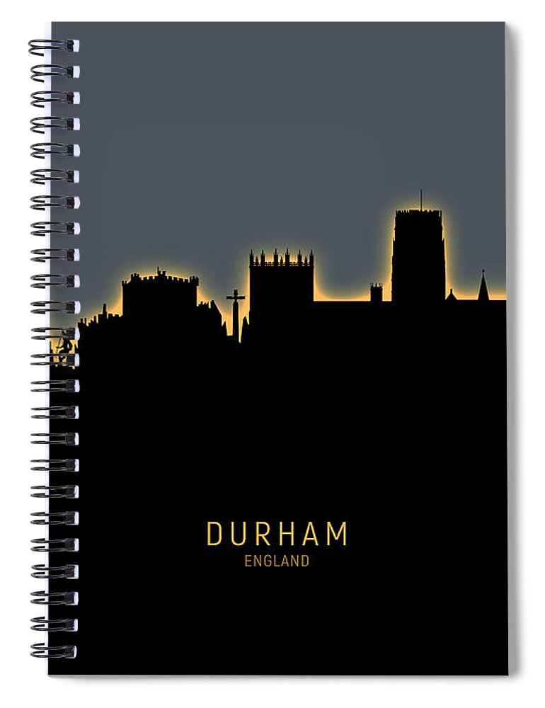 Durham Spiral Notebook featuring the digital art Durham England Skyline Cityscape #18 by Michael Tompsett