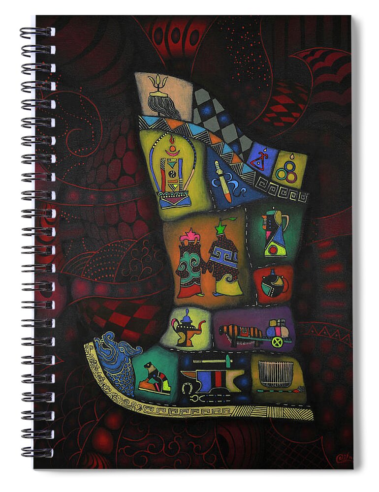 Oil On Canvas Spiral Notebook featuring the painting Nuudel part3 by Oilan Janatkhaan