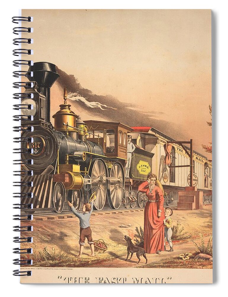 Americana Spiral Notebook featuring the digital art 1875 Fast Mail by Kim Kent