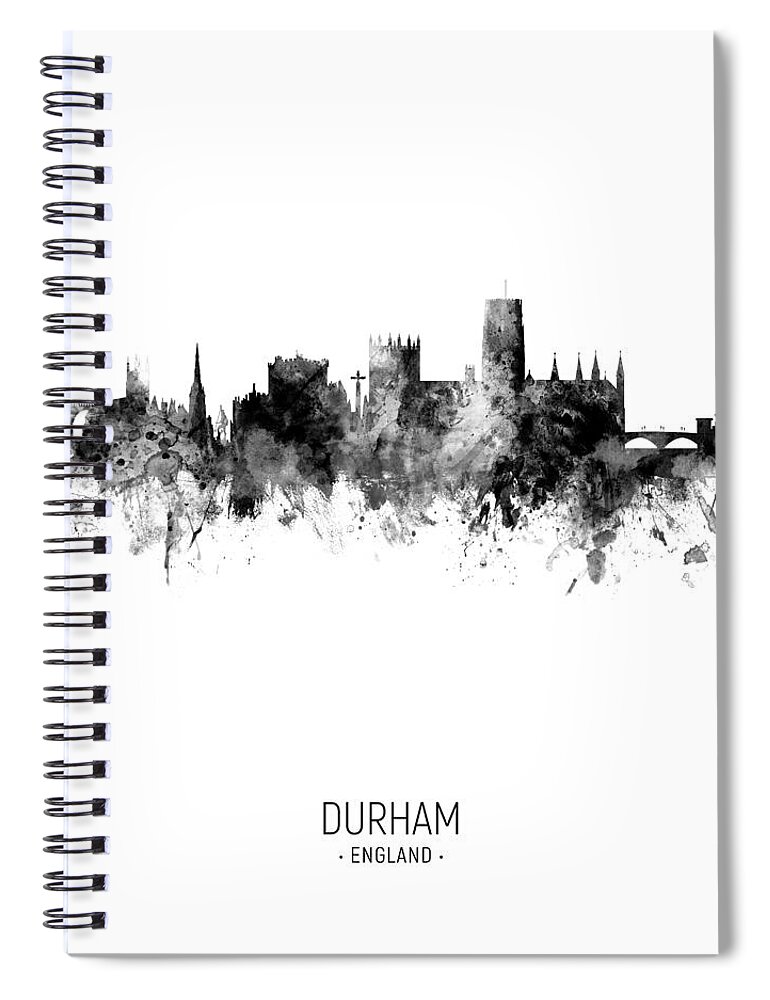 Durham Spiral Notebook featuring the digital art Durham England Skyline Cityscape #19 by Michael Tompsett