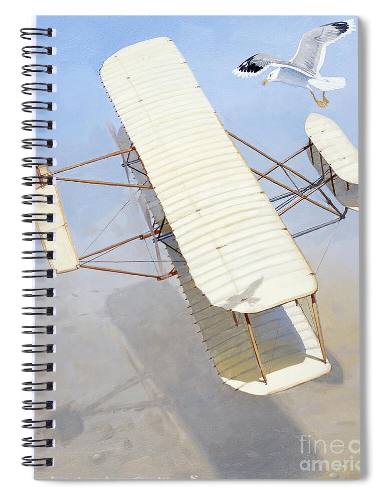 Aviation Spiral Notebook featuring the painting Wright Flyer by Jack Fellows