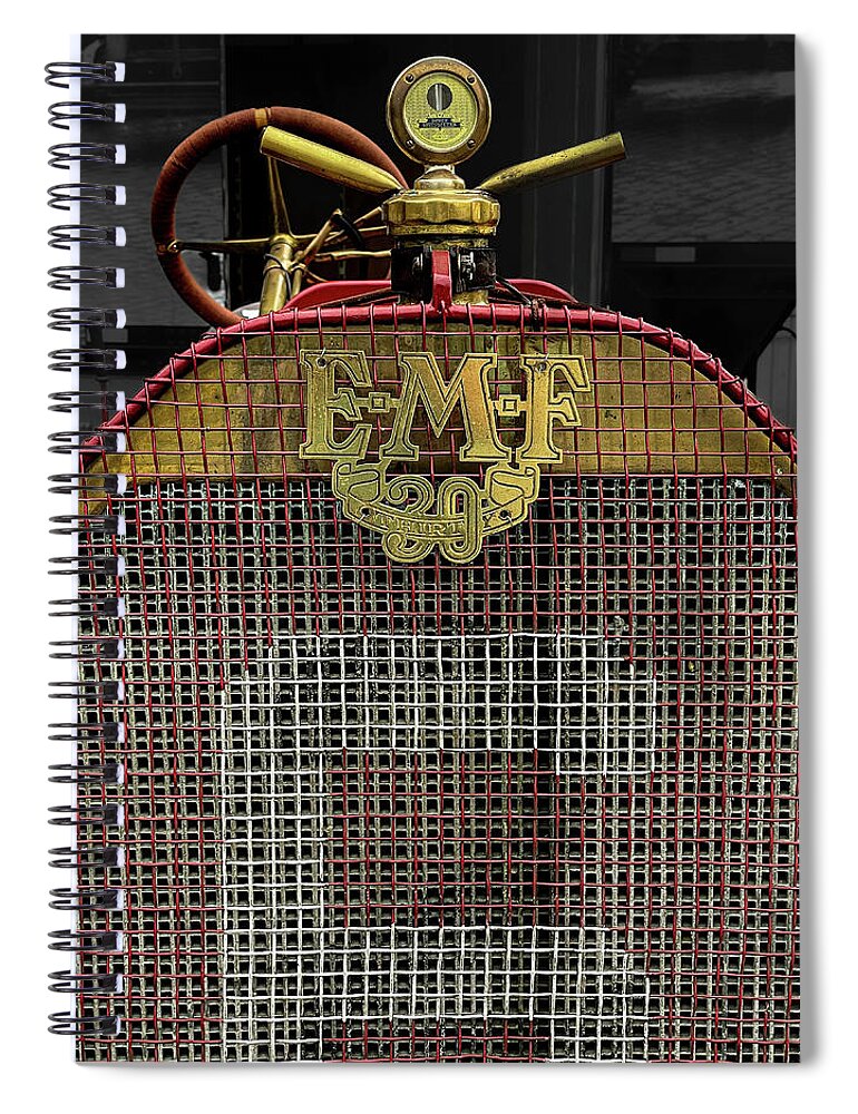 Svra Spiral Notebook featuring the photograph 1909 E-M-F 30 Grill by Josh Williams