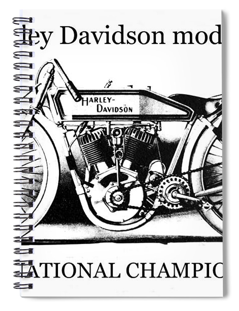 Harley Davidson Spiral Notebook featuring the mixed media 1914 Harley Davidson model 11 K by David Lee Thompson