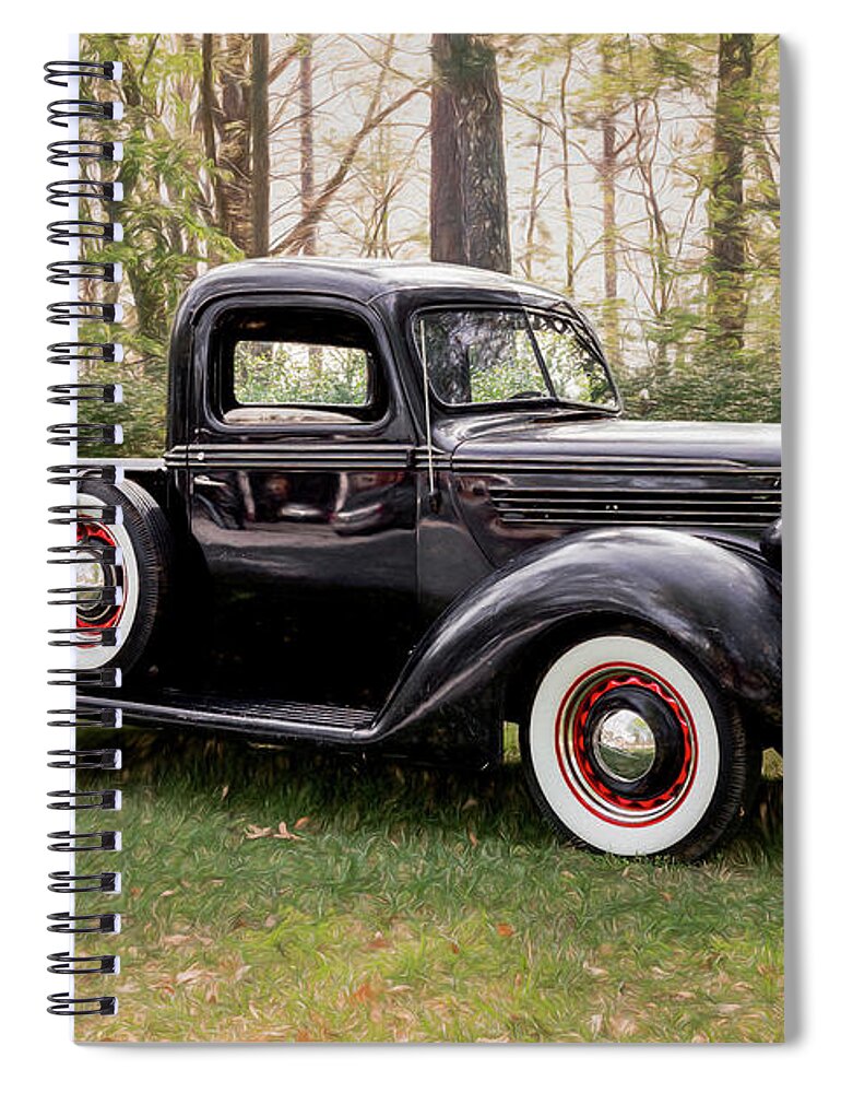 Vintage Spiral Notebook featuring the digital art 1930s Ford Truck-2 by John Kirkland
