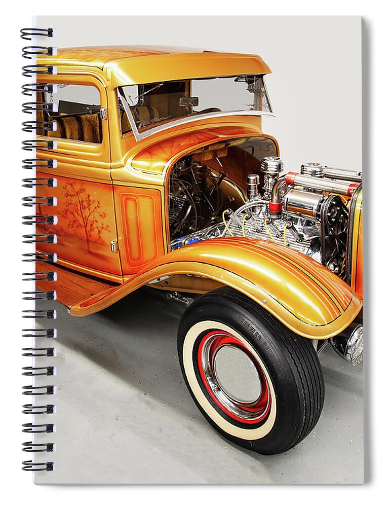 1933 Ford Quarter Ton Pickup Truck Street Rod Spiral Notebook featuring the photograph 1933 ford quarter ton pickup truck street rod Colorado Gold by Flees Photos