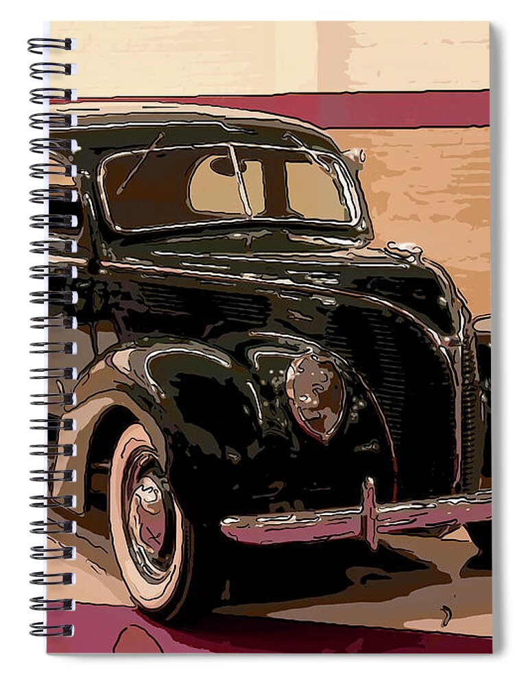 Ford Spiral Notebook featuring the drawing 1938 Ford Tudor 2 Dr Digital Drawing by Flees Photos