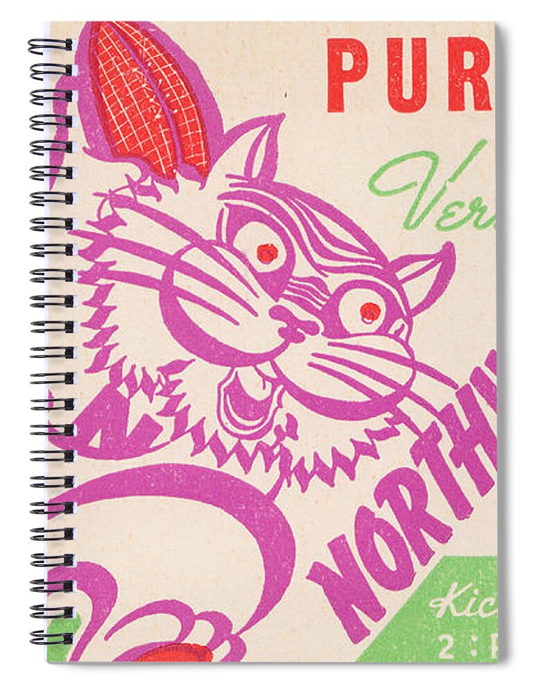 Northwestern Tickets Spiral Notebook featuring the mixed media 1939 Northwestern vs. Purdue by Row One Brand