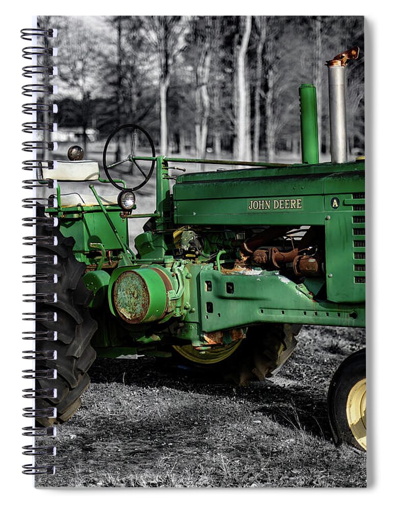 1940s John Deere Model A Row Crop Tractor Spiral Notebook featuring the photograph 1940s John Deere model A row crop tractor 2 by Flees Photos
