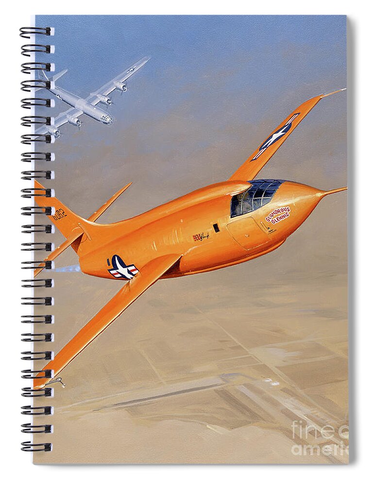 Aircraft Spiral Notebook featuring the painting Bell X-1 by Jack Fellows