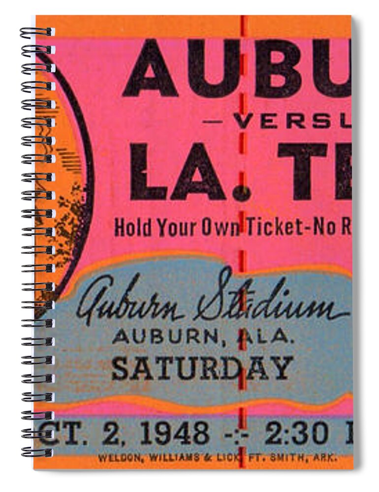 La Tech Spiral Notebook featuring the mixed media 1948 Auburn vs. LA Tech by Row One Brand