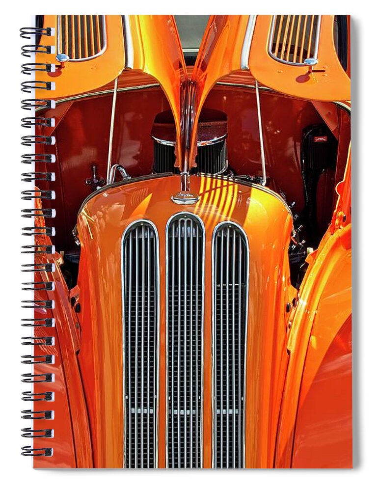 Anglia Spiral Notebook featuring the photograph 1948 Ford Anglia Grille and Engine by Carolyn Marshall