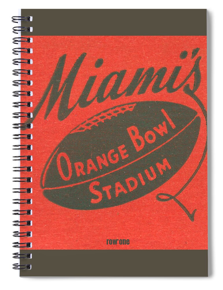 Miami Spiral Notebook featuring the mixed media 1950 Miami Orange Bowl Stadium by Row One Brand