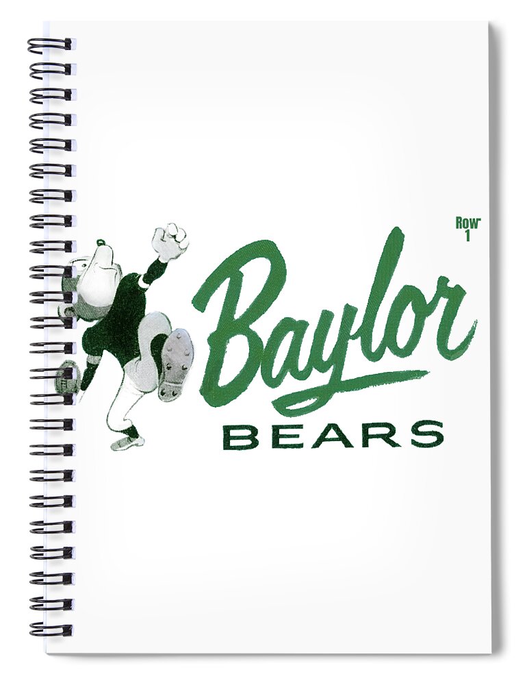 Baylor Spiral Notebook featuring the mixed media 1955 Baylor Bears Football Art by Row One Brand