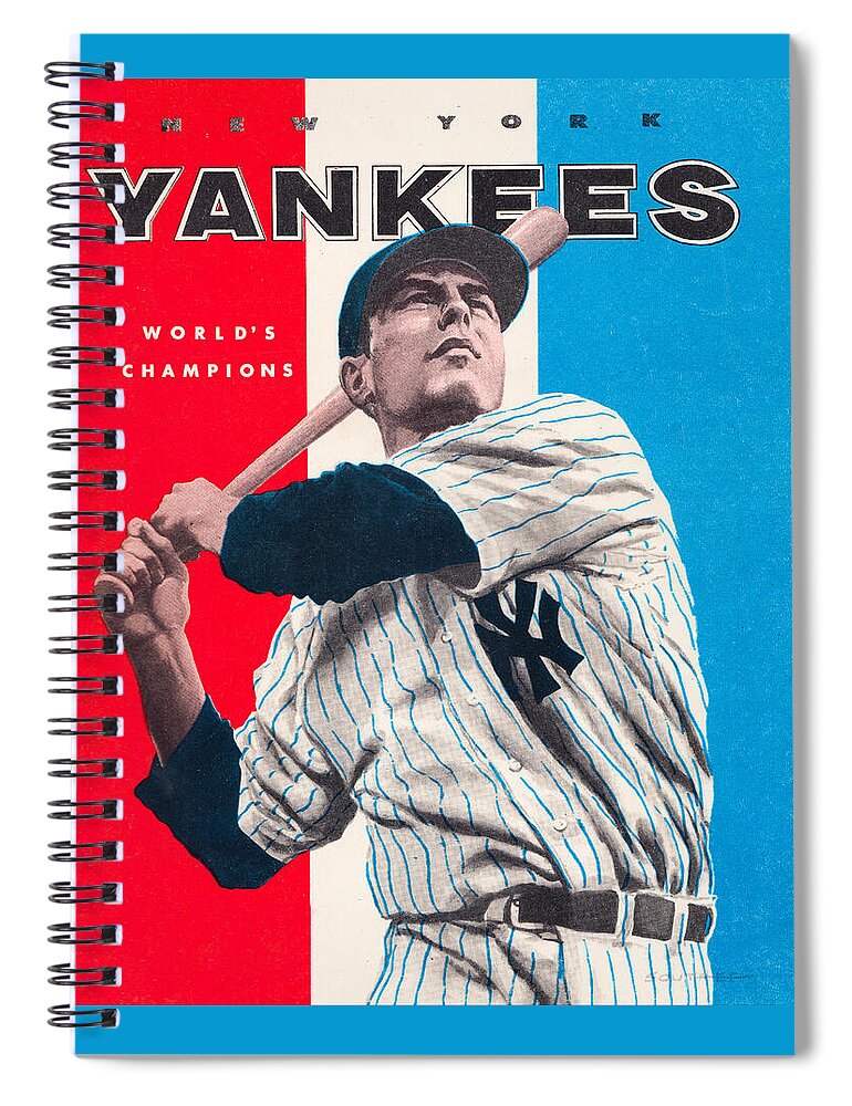 New York Spiral Notebook featuring the mixed media 1957 New York Yankees Art by Row One Brand