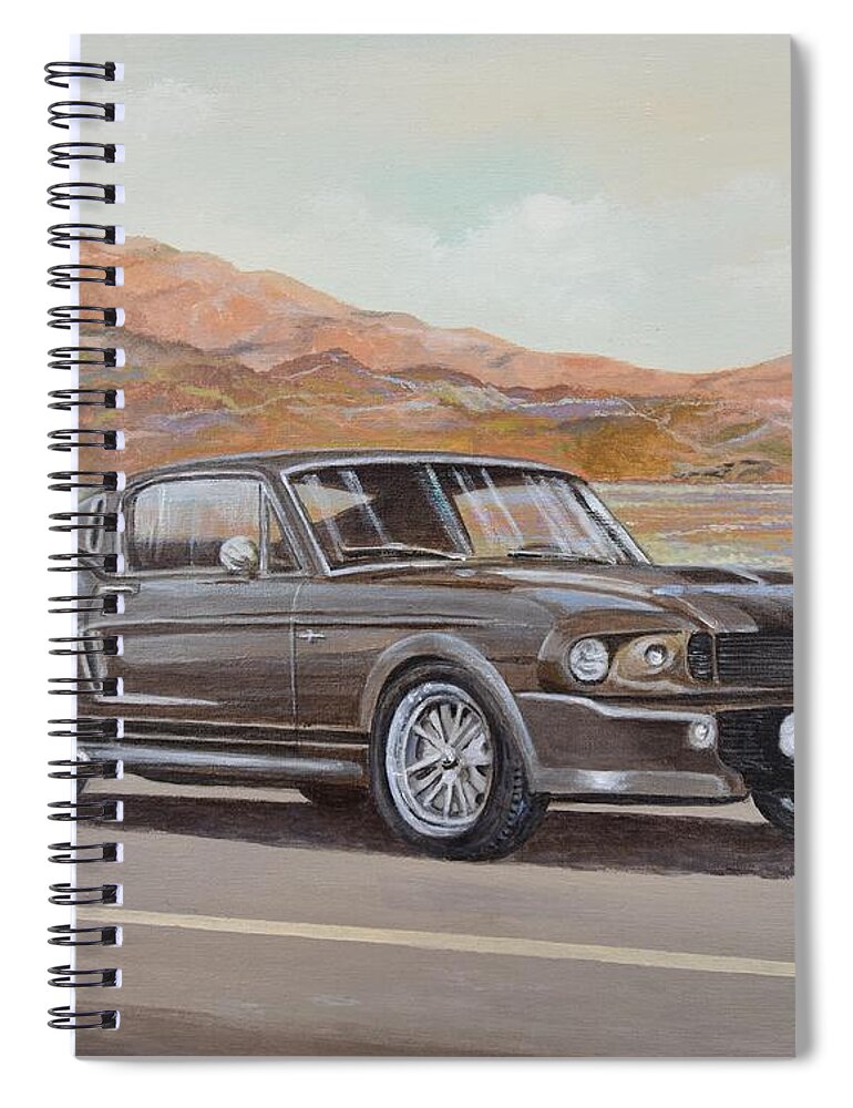1967 Ford Mustang Fastback Spiral Notebook featuring the painting 1967 Ford Mustang Fastback by Sinisa Saratlic