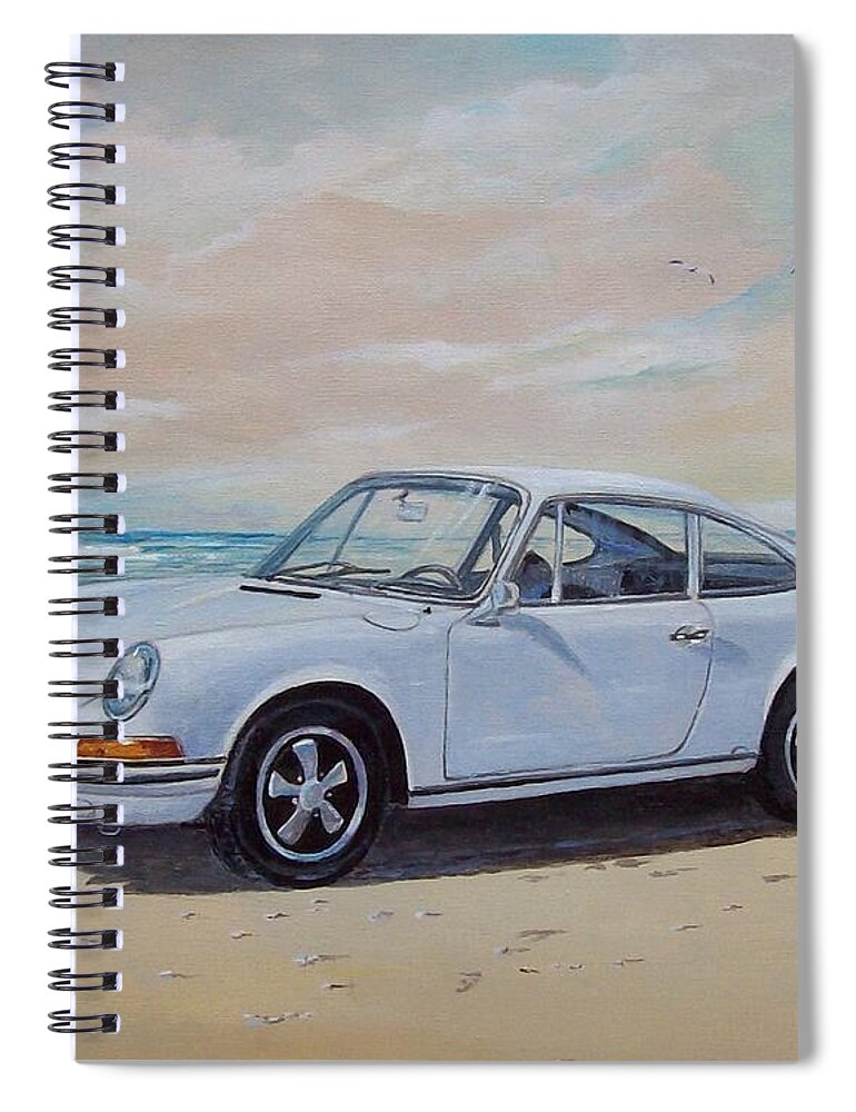 Automotive Art Spiral Notebook featuring the painting 1967 Porsche 911 s coupe by Sinisa Saratlic