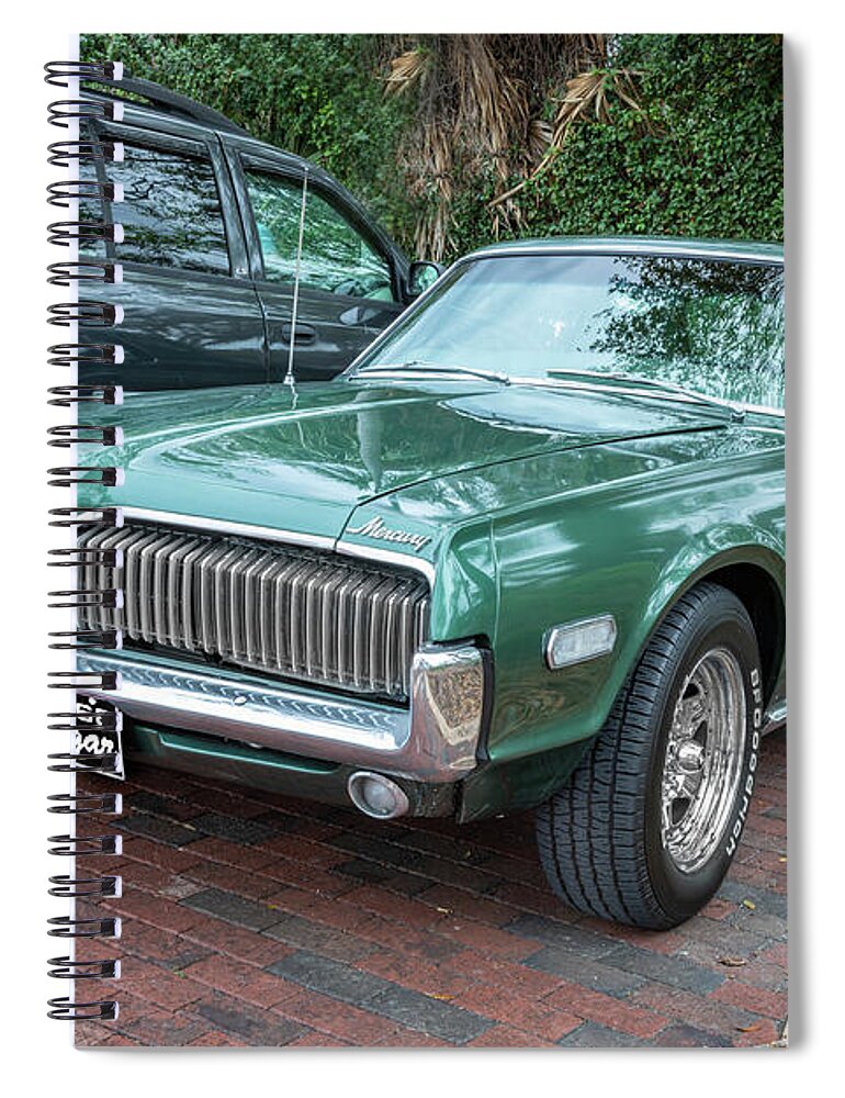 1968 Green Mercury Cougar Spiral Notebook featuring the photograph 1968 Mercury Cougar X107 by Rich Franco