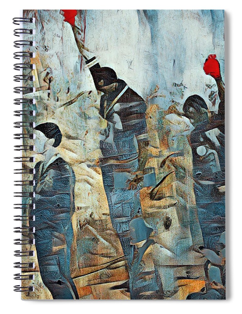 Metal Spiral Notebook featuring the painting 1968 Olympics Black Power salute Painting 2 by Tony Rubino