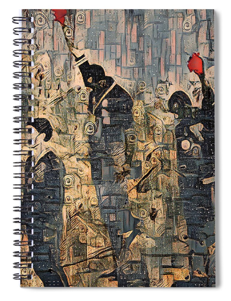 Metal Spiral Notebook featuring the painting 1968 Olympics Black Power salute Painting 4 by Tony Rubino