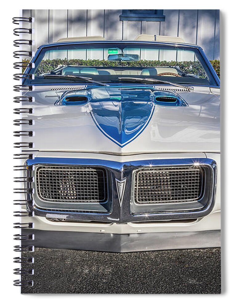 1969 White Pontiac Trans Am Convertible Spiral Notebook featuring the photograph 1969 White Pontiac Trans Am Convertible X106 by Rich Franco