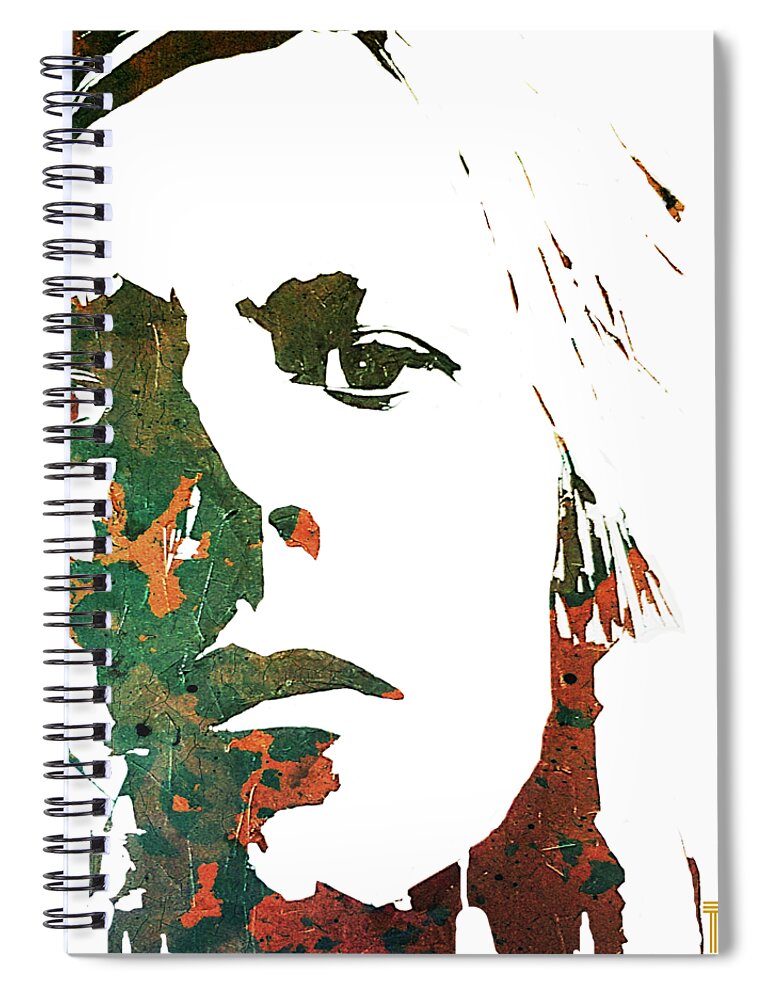 David Bowie Spiral Notebook featuring the mixed media 1970 Bowie by Paul Lovering