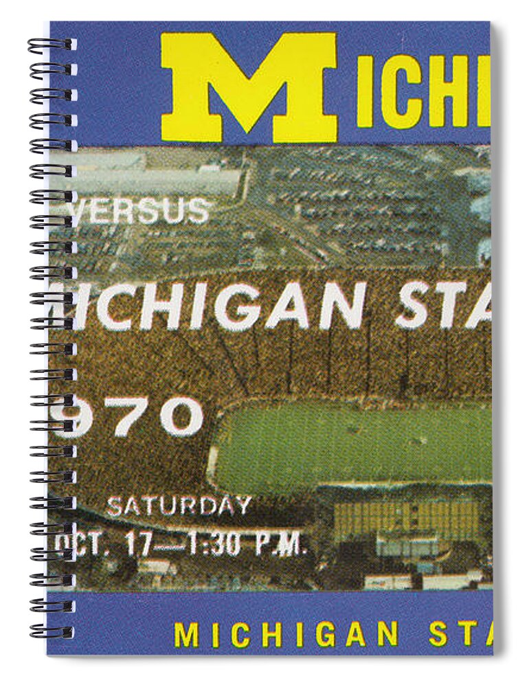 Michigan Football Spiral Notebook featuring the mixed media 1970 Michigan State vs. Michigan by Row One Brand