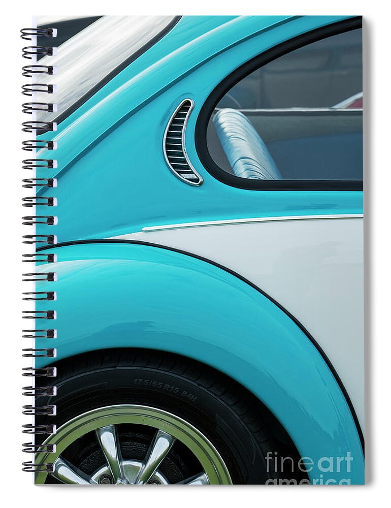 Beetle Spiral Notebook featuring the photograph 1972 VW Beetle Close Up by Tim Gainey