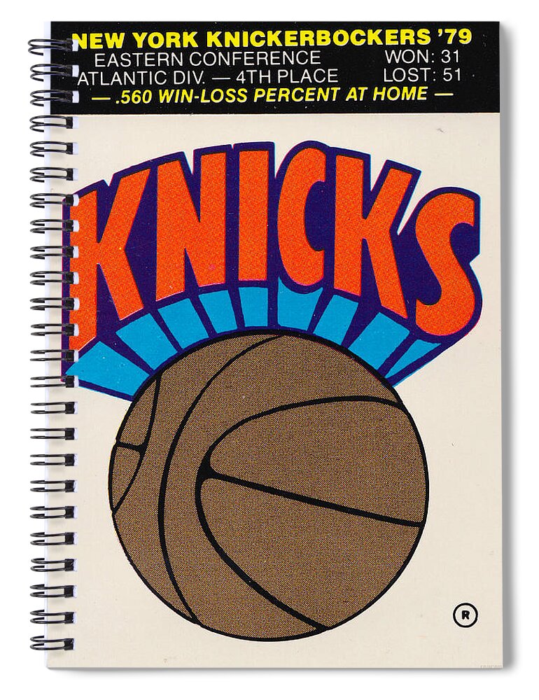 Fleer Decals Spiral Notebook featuring the mixed media 1979 New York Knicks Fleer Decal by Row One Brand