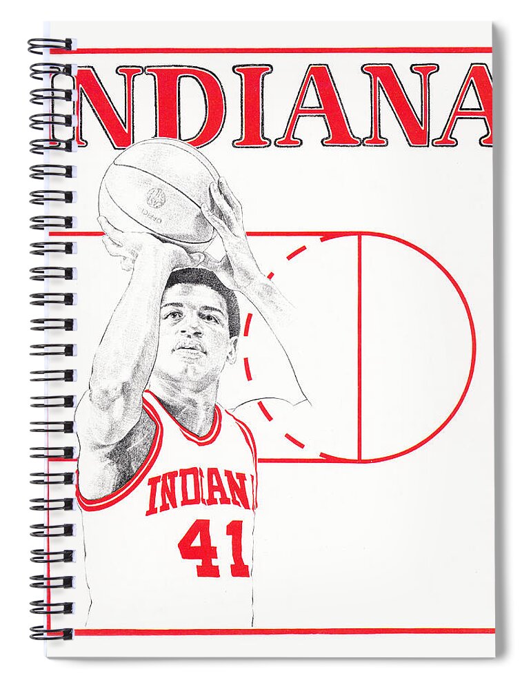 Indiana Spiral Notebook featuring the mixed media 1980 Indiana Basketball Art by Row One Brand
