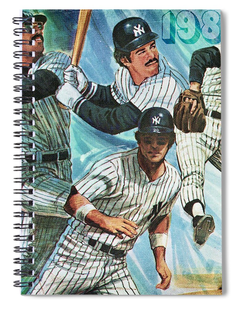1981 Spiral Notebook featuring the mixed media 1981 New York Yankees Stars by Row One Brand
