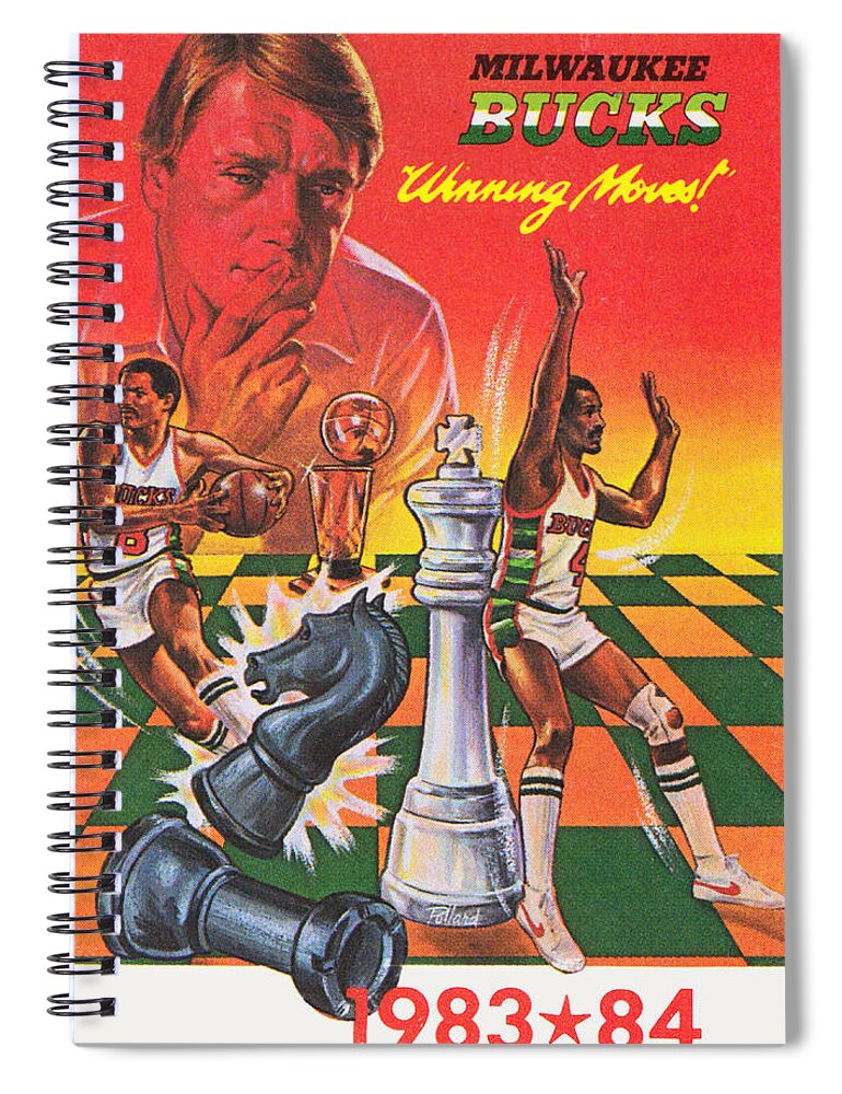 Milwaukee Bucks Spiral Notebook featuring the mixed media 1983 Winning Moves by Row One Brand