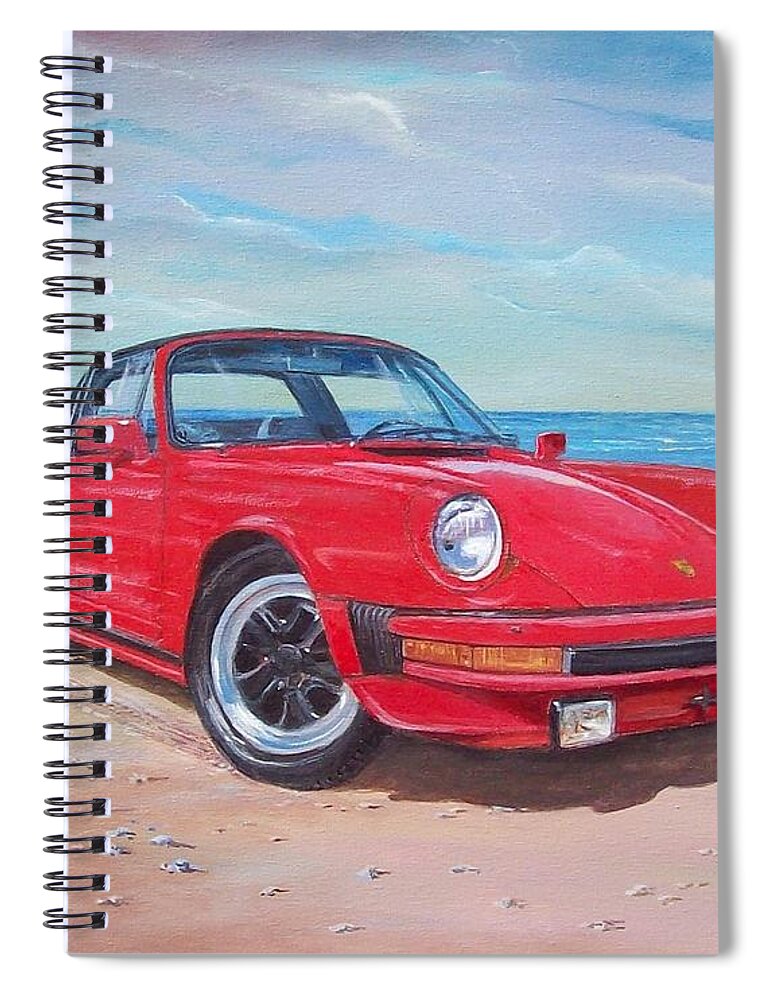 Porsche 911 Targa 1985 Spiral Notebook featuring the painting 1985 Porsche 911 Targa by Sinisa Saratlic
