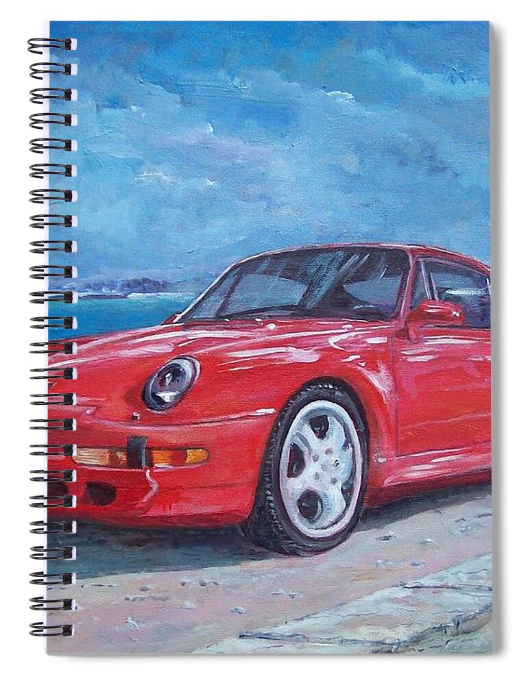 Porsche Carrera 1997 Spiral Notebook featuring the painting 1997 Porsche Carrera S by Sinisa Saratlic