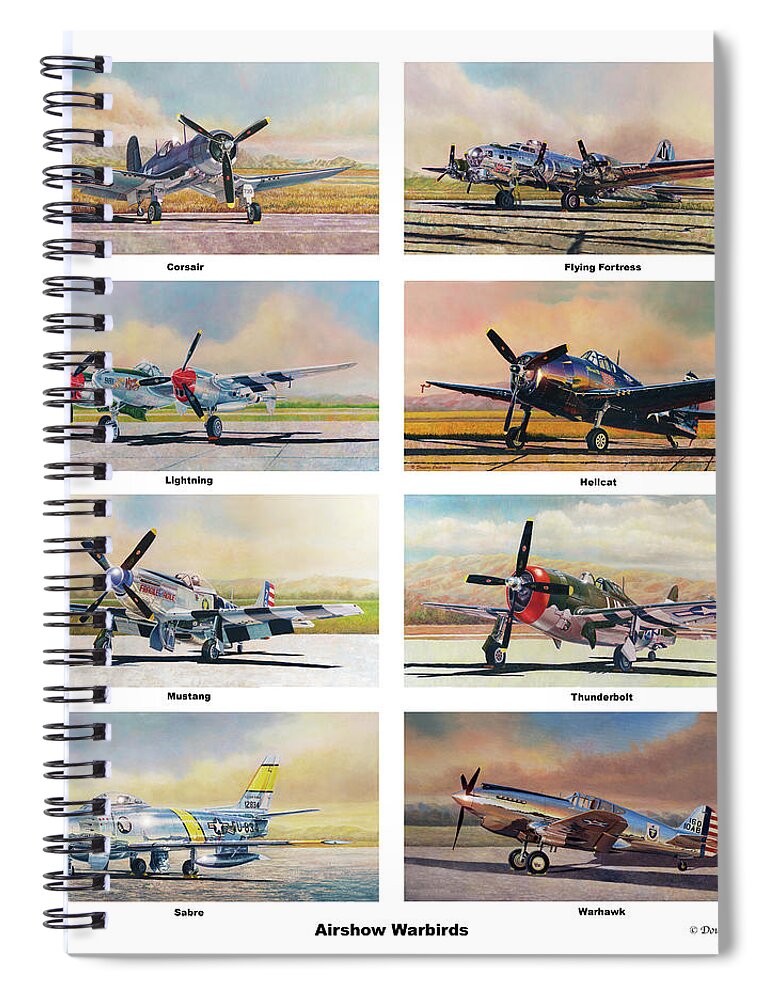Aviation Spiral Notebook featuring the painting Airshow Warbirds #2 by Douglas Castleman