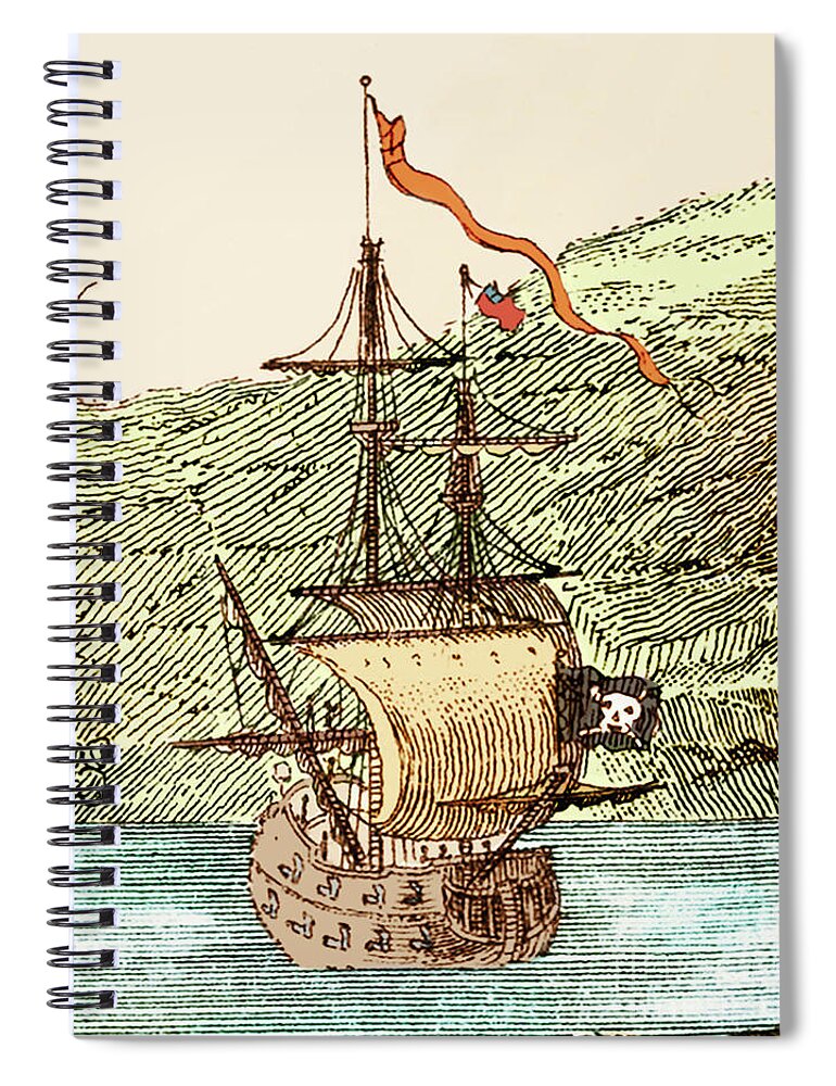 18th Spiral Notebook featuring the photograph Blackbeard's Pirate Ship, Queen Anne's Revenge #2 by Science Source