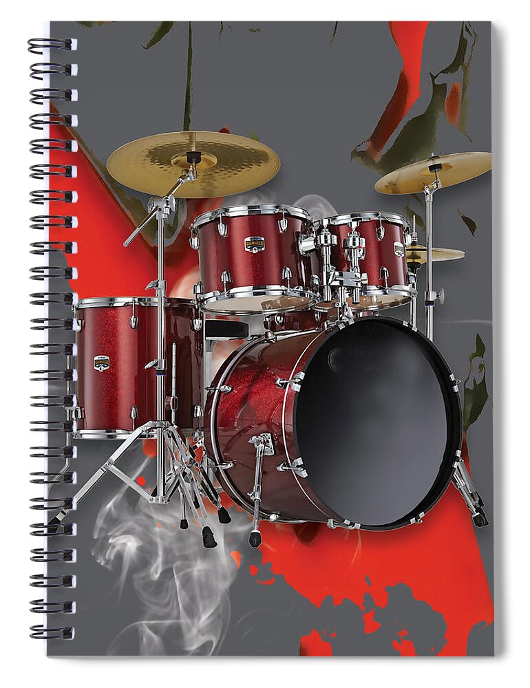 Drums Spiral Notebook featuring the mixed media Drum Set #2 by Marvin Blaine