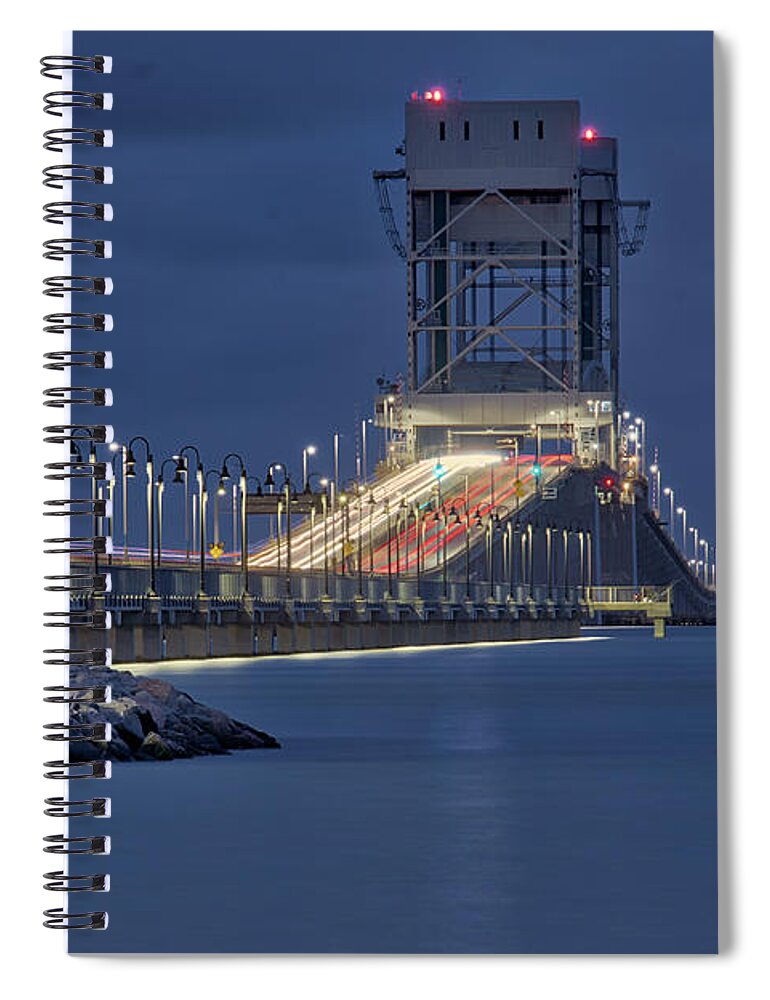 Hilton Pier Spiral Notebook featuring the photograph James River Bridge #4 by Jerry Gammon