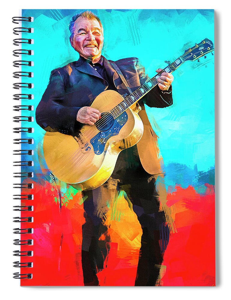 John Prine Spiral Notebook featuring the mixed media John Prine Singer Songwriter #1 by Mal Bray