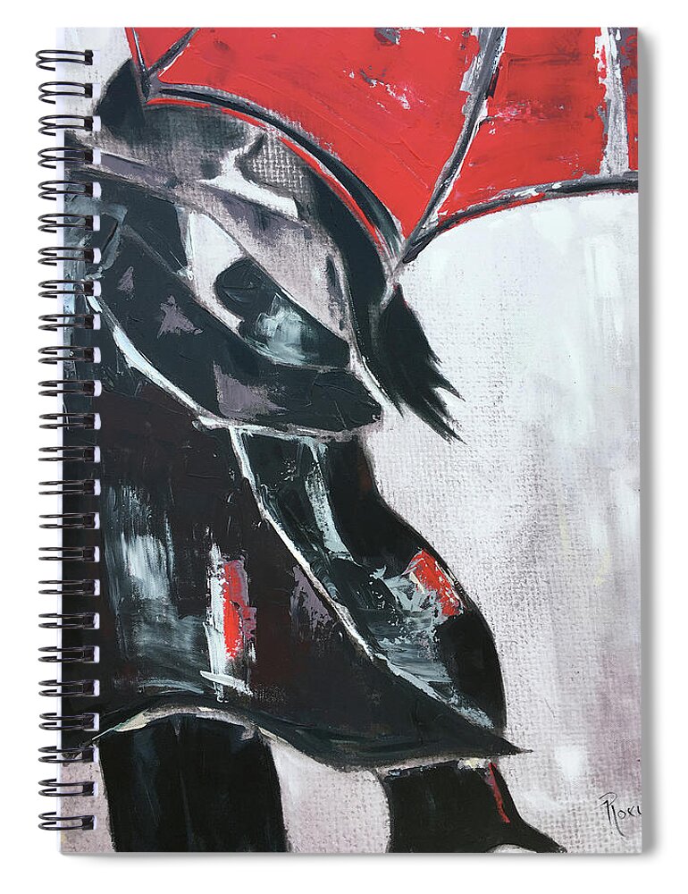 Kissing Spiral Notebook featuring the painting Kissing in the Rain by Roxy Rich