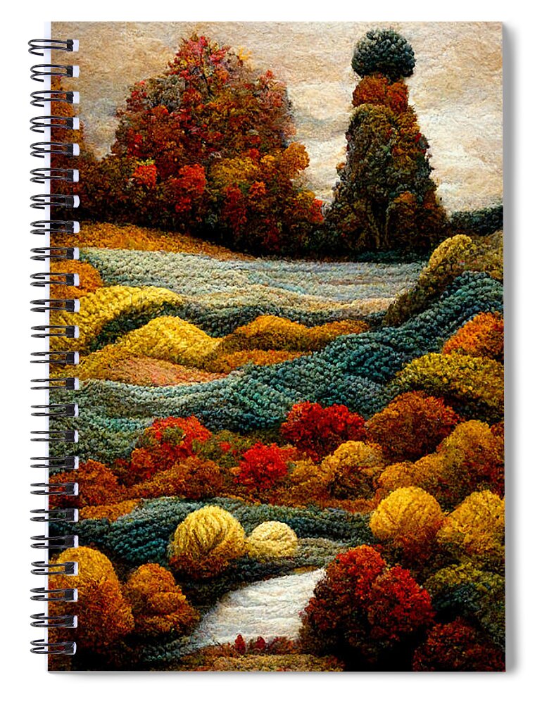Wool Spiral Notebook featuring the digital art Knitted landscape #2 by Sabantha