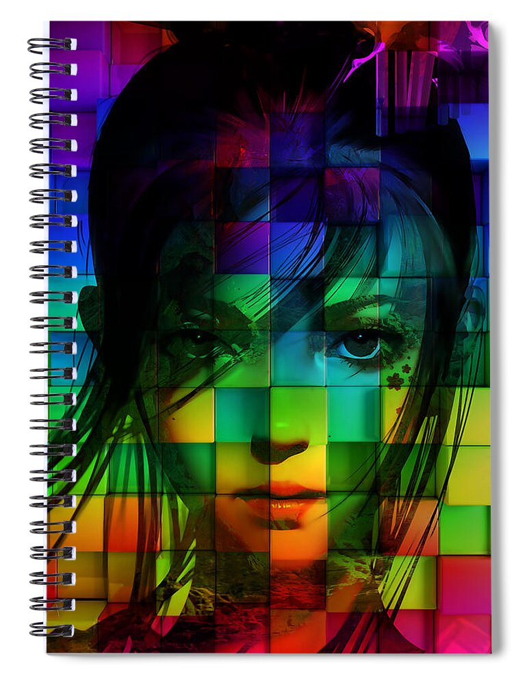 Girl Spiral Notebook featuring the mixed media Looking Glass #2 by Marvin Blaine