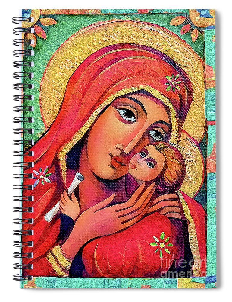Mother And Child Spiral Notebook featuring the painting Madonna and Child #2 by Eva Campbell